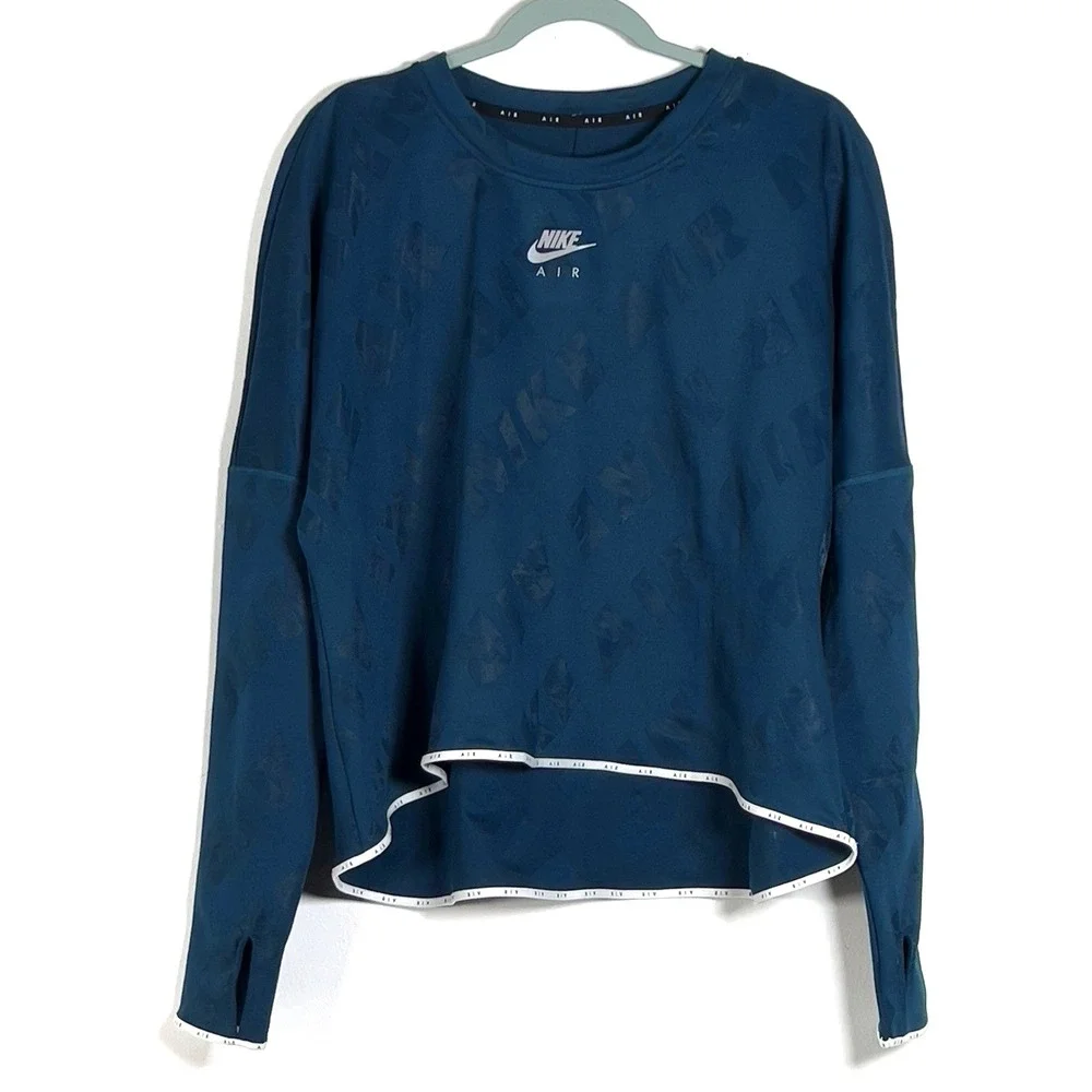 Nike Air Dri Fit Crew Training Top Womens‎ Sz 1X Blue Crop Long Sleeve